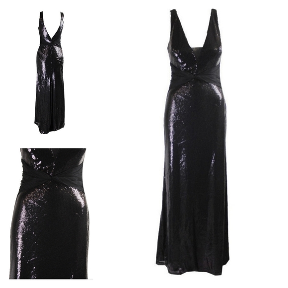 Vera Wang  V Neck Sequin Gown - Picture 8 of 8